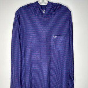 Vineyard Vines Men's Size XL Navy Blue with Red Stripes Edgartown Long-Sleeve Ho